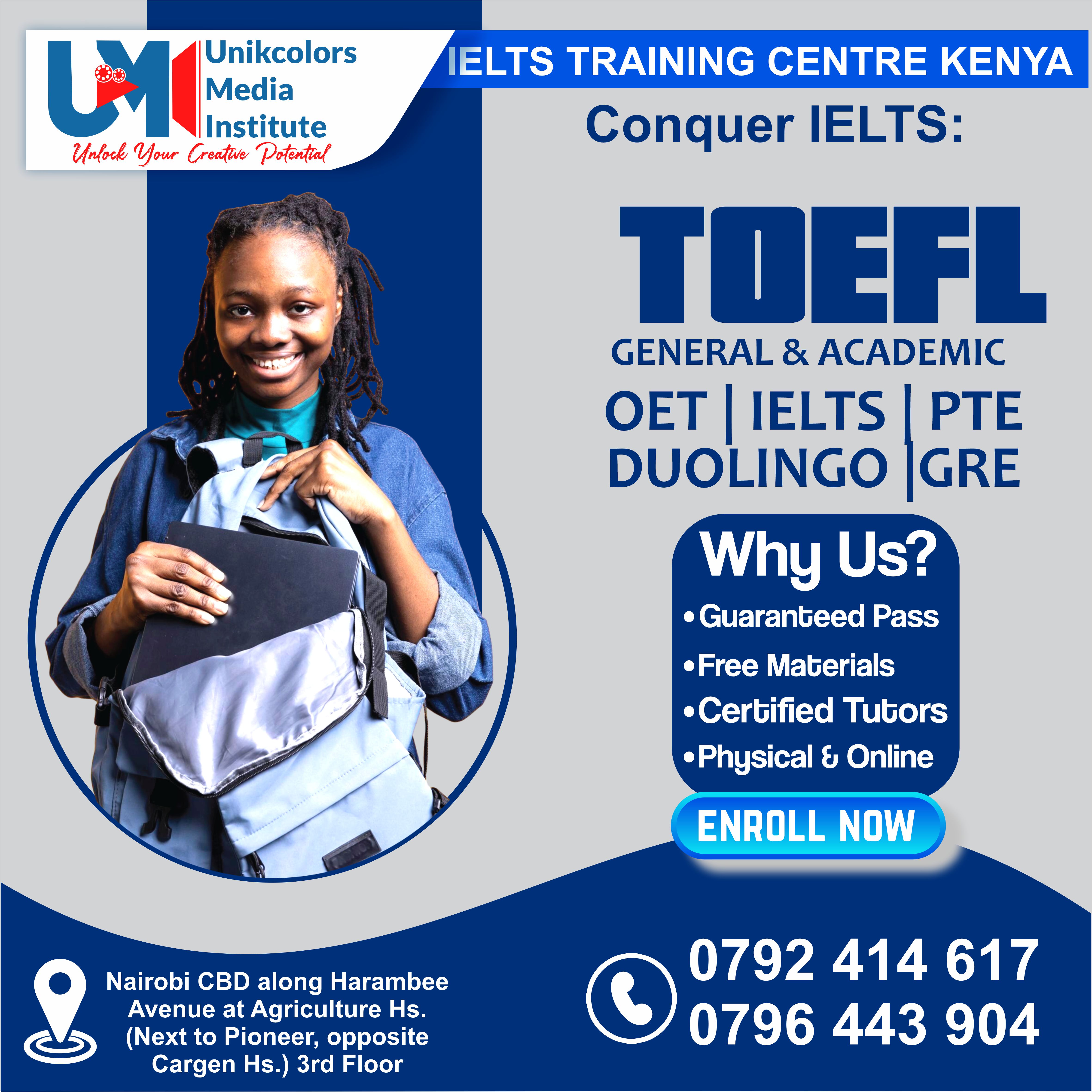 IELTS TRAINING CENTRE KENYA - IELTS PREPARATION | OET | TOEFL | PTE | GRE | DUOLINGO